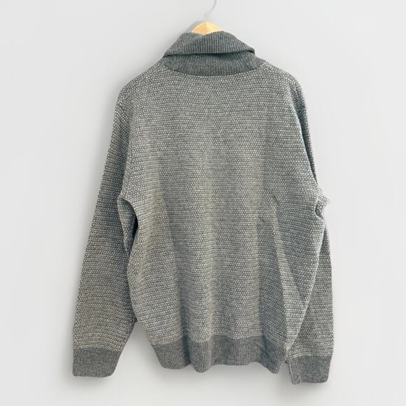 J.Crew 100% Lambswool Knit Shawl Collar Sweater Mens L Heather Gray FLAW - Picture 5 of 10
